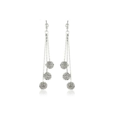 Silver tone crystal pave earrings